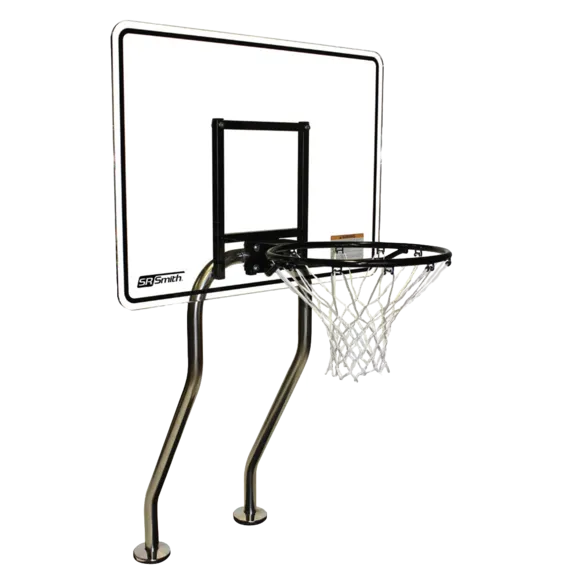 S.R. Smith Swim-N-Dunk Dual Post Swimming Pool Basketball Rim, Net, and Hardware with Anchors