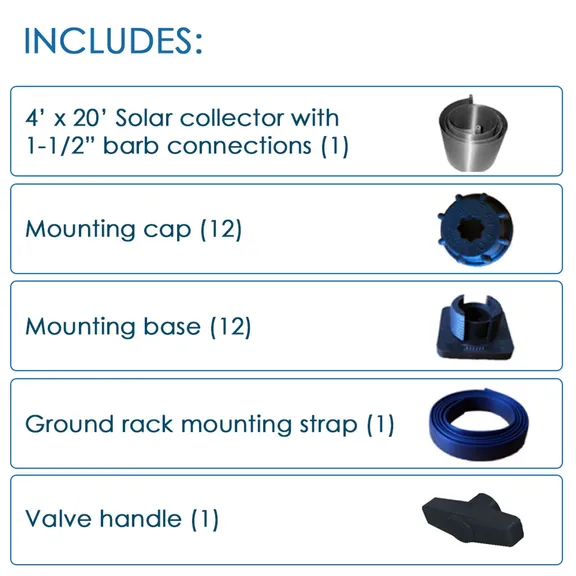 Puri Tech Bulldog Solar Heating System for Above-Ground Pools with Single 4 ft x 20 ft Collector Panel