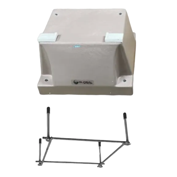 Global Pool Products Inground Swimming Pool Diving Board Stand - 4 Bolt Base Replacement with Jig, 6' or 8', Sand