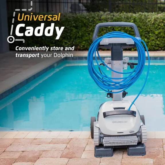 Maytronics Dolphin Explorer E50 Automatic Robotic Pool Cleaner with Universal Caddy