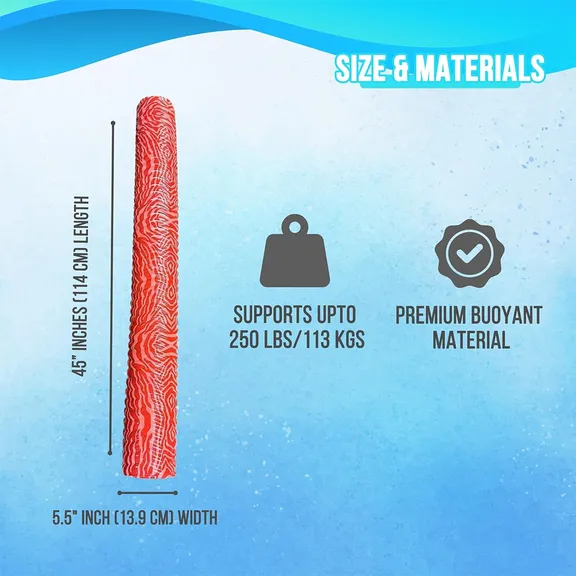 Mega Foam Wavy Pool Noodle, Coral