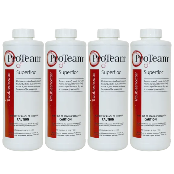 ProTeam Superfloc 4-Pack - Restores Severely Cloudy Swimming Pool and Spa Water, 1 Quart Each