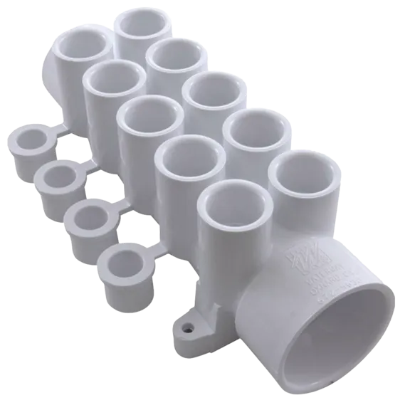 Waterway Plastics Manifold with 1.5 S x 1.5 Spig (10) 1/2 S Ports including 4 Plugs