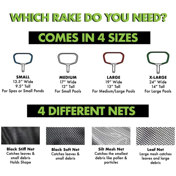 Primal Accessories Commercial Grade Soft Nylon Net, 13 inch, for 23 inch Leaf Rake, Black - Net Only