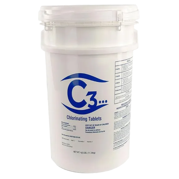 C3 3" Stabilized Chlorine Tablets for Swimming Pools Tri-Chlor Pool Cleaner, 40lb.