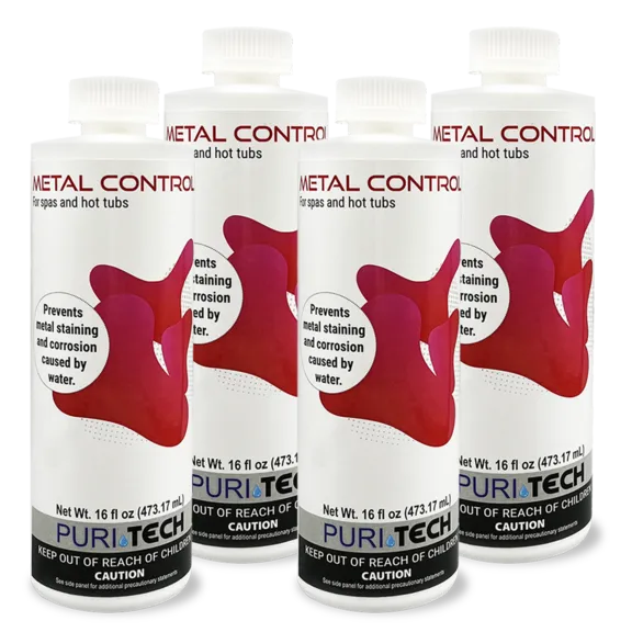 Puri Tech Spa 4-Pack Metal Control - Prevents Surface Staining by Isolating Iron, Copper and Other Minerals, 16oz