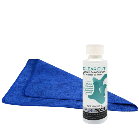 Puri Tech Jetted Bath Cleaner Kit with Microfiber Cloth - Effective for Walls, Drains and Pipes in Jetted Bathtubs, 4oz