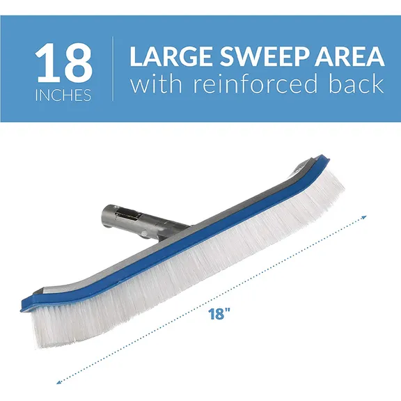Blue Devil Deluxe All Metal Pool Brush Nylon Bristle 18" Strong B3518