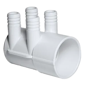 Waterway Plastics Dead End Manifold with 2" Spigot and Four 3/4" Rib Barbs