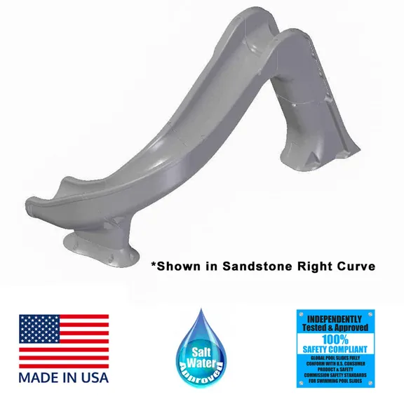 Global Pool Products Deck Mounted Inground Swimming Pool Water Slide Left Curve, Sand