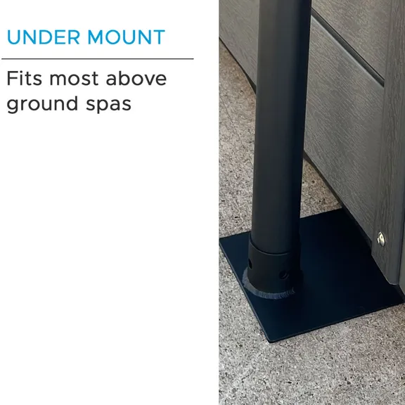 Puri Tech Undermount 2-Inch Spa Handrail with Safety Foam, Suitable for Indoor/Outdoor Use, Rust-Free - Black