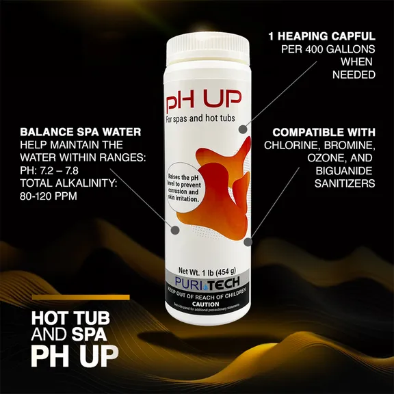 Puri Tech Spa pH Up 6-Pack for Enhanced Sanitizer Effectiveness in Hot Tubs and Spas, Increases pH and Alkalinity, 1lb each