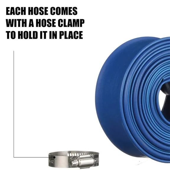Blue Devil 2" x 50' Backwash Hose with Clamp, Shrink Wrapped, 22 mil, 4 Pack