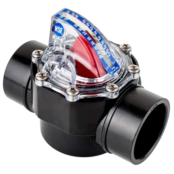 Control FlowVis 2 x 2.5" Complete Pool Flow Meter and Check Valve. Scale in GPM