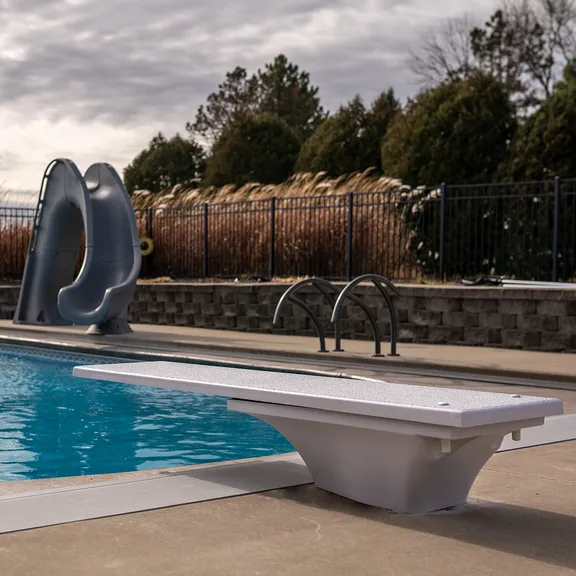 Global Pool Products 6ft Diving Board Stand with Jig, Sand - 3 Bolt Base Replacement for Inground Pools