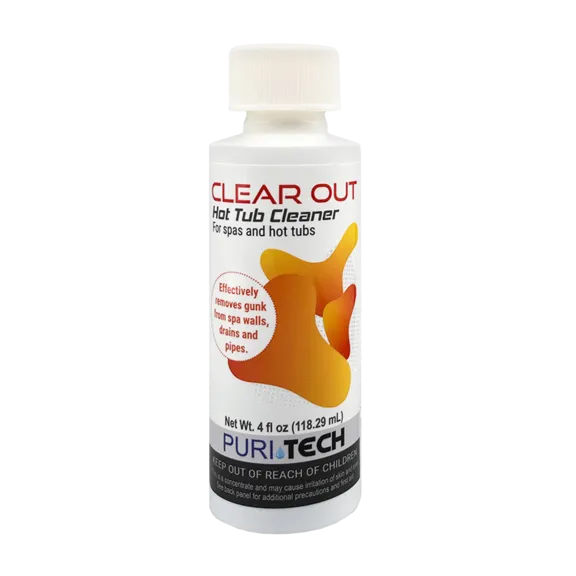 Puri Tech Clear Out 4oz Hot Tub Cleaner Removes Gunk from Spa Walls, Drains, and Pipes