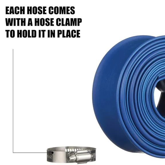 Blue Devil 1-1/2" x 25' Backwash Hose with Clamp - 22 Mil, Shrink Wrapped, 4 Pack