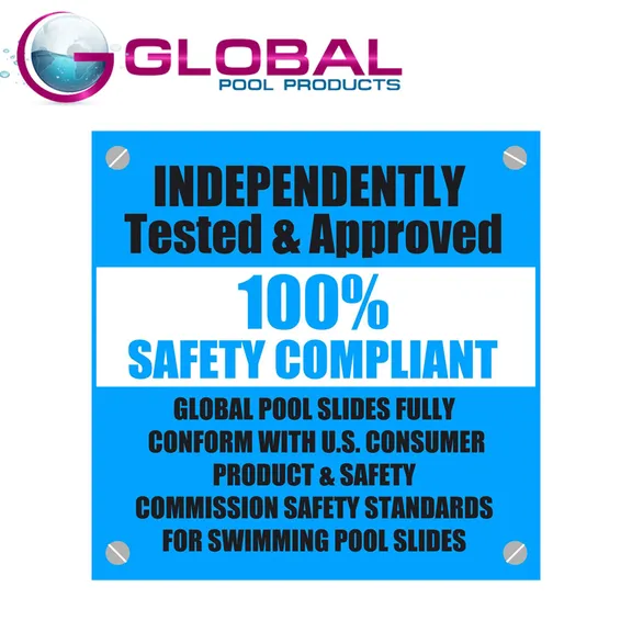 Global Pool Products SPLASH Inground Swimming Pool Water Slide Deck Mounted, Right Curve Turn Gray