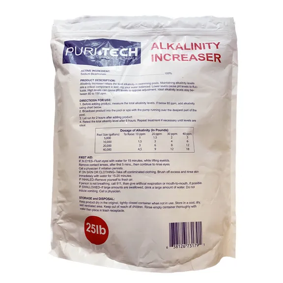 Puri Tech Total Alkalinity Increaser Pool Chemicals, 25LB
