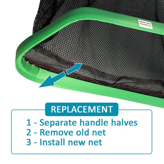 Puri Tech Professional X-Large 13 Inch Deep Net, for 23 Inch Wide PRM-371XL Pool Leaf Rake, Soft Nylon - Black