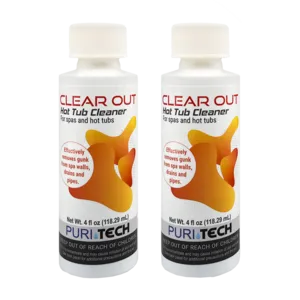 Puri Tech Clear Out 4oz Hot Tub Cleaner Removes Gunk from Spa Walls, Drains, and Pipes (Pack of 2)