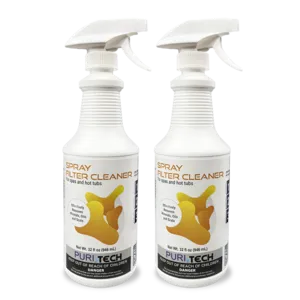 Puri Tech Spa and Hot Tub Filter Cartridges Cleaner Spray, 2 Pack, 32oz - Efficiently Removes Minerals and Oils
