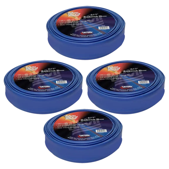 Blue Devil 1-1/2" X 100' Backwash Hose with Clamp, Shrink Wrapped, 22 mil - Pack of 4