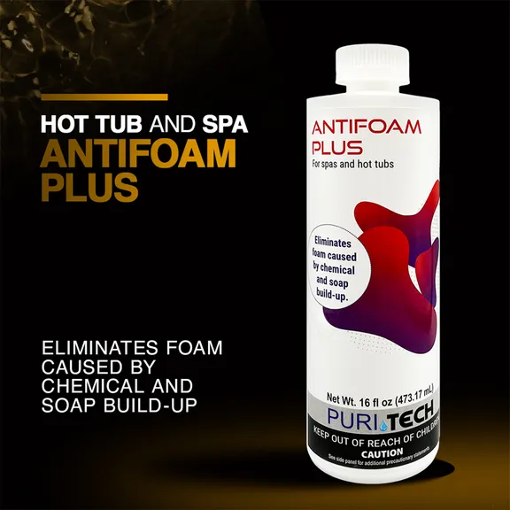 Puri Tech Spa Concentrated Anti-Foam Plus, All-Purpose Surface Cleaner Fast-Acting Formula for Spa and Hot Tub Dirt and Grime 16oz (Pack of 4)
