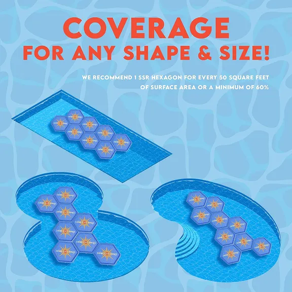 Solar Sun Rings Octagonal UV Resistant Octagonal Solar Heating Blanket for Swimming Pools, Hot Tubs and Spas (Pack of 6)