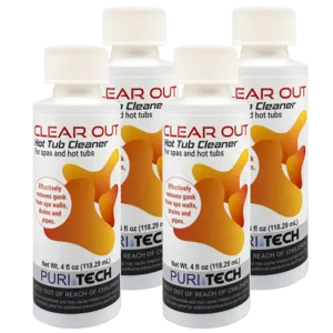 Puri Tech Clear Out 4oz Hot Tub Cleaner Removes Gunk from Spa Walls, Drains, and Pipes (Pack of 4)