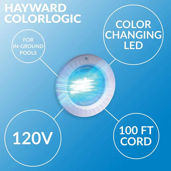 Hayward ColorLogic 4.0 LED Light, 120V, with 100-Ft cord, Pool Light, Plastic Face Rim