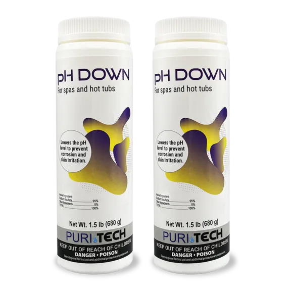 Puri Tech Spa 2-Pack pH Down - Increases Sanitizer Effectiveness and Lowers pH, Alkalinity in Spa Water, 1.5lbs