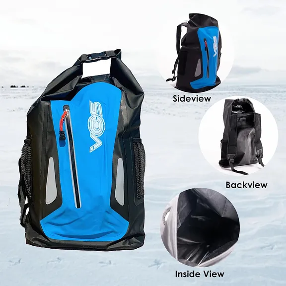 VOS Waterproof Premium Dry Bag, Sack with Roll Top Backpack, Blue
