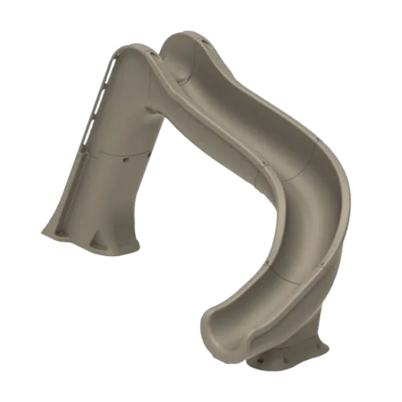 Global Pool Products - Sand-Colored, Right Curve, Deck Mounted, SIDE WINDER Inground Swimming Pool Water Slide