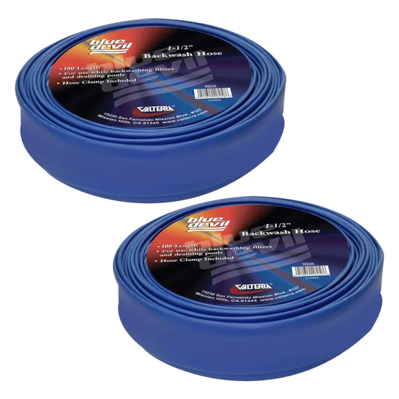 Blue Devil 1-1/2" x 100' Backwash Hose with Clamp, Shrink Wrapped, 22 mil - 2 Pack