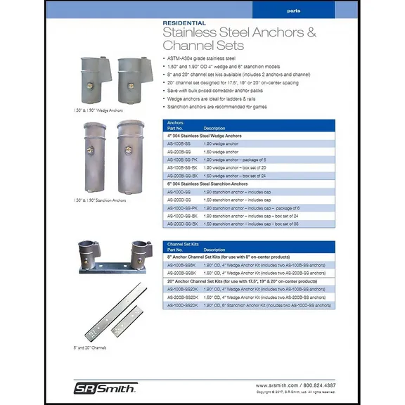 S.R. Smith Stainless Steel Swimming Pool Game Anchor for Pool Deck