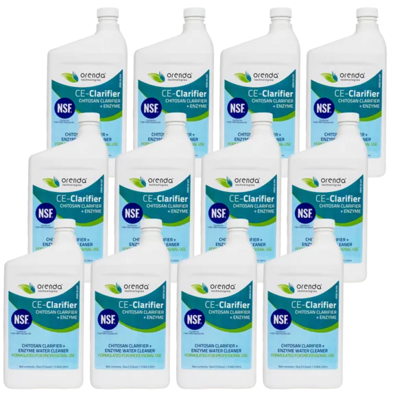 Orenda CE Clarifier - Chitosan Plus Enzyme Natural Swimming Pool Cleaner, 1 Quart, Pack of 12