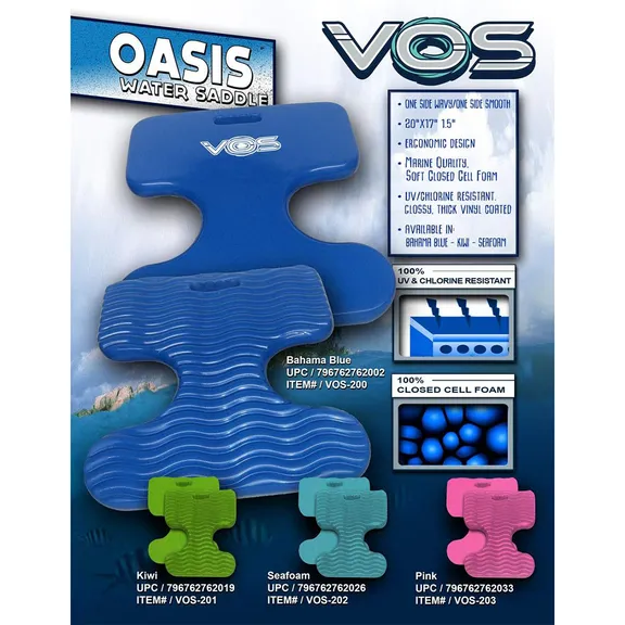 VOS Oasis Premium Water Solid Saddle Floats, Fandango Pink
