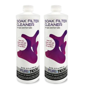 Puri Tech Spa Soak Filter Cleaner Effectively Removes Minerals and Oils from Spa/Hot Tub Filter Cartridges 32oz (Pack of 2)