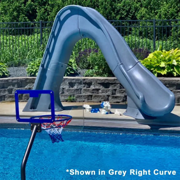 Global Pool Products Tidal Wave Inground Swimming Pool Water Slide Deck Mounted, Right Curve Turn Sand