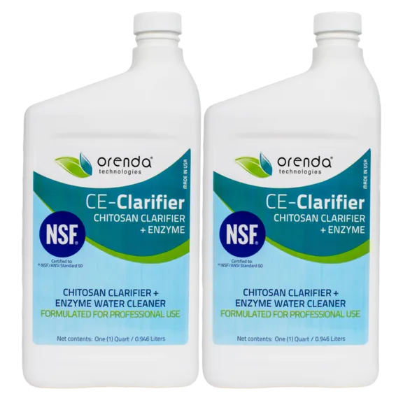 Orenda CE All-Natural Clarifier Chitosan Plus Enzyme Swimming Pool Cleaner, 1 Quart (2 Pack)