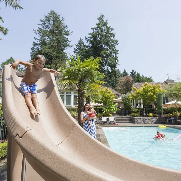 S.R. Smith Typhoon Left Curve Swimming Pool Slide in Gray Granite