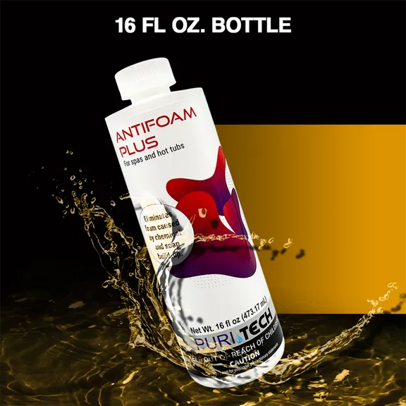 Puri Tech Spa Concentrated Anti-Foam Plus, All-Purpose Surface Cleaner Fast-Acting Formula for Spa and Hot Tub Dirt and Grime 16oz (Pack of 2)