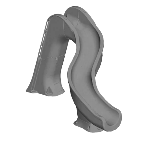 Global Pool Products RIP TIDE Inground Swimming Pool Water Slide Deck Mounted, Right Curve Turn Gray