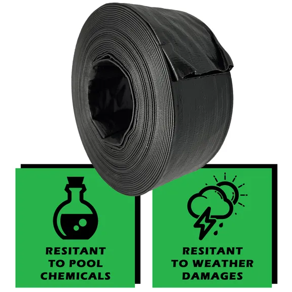 Primal Accessories Commercial Grade 2-inch x 50-feet Black Backwash Hose with 3 Bar / 43.5 psi