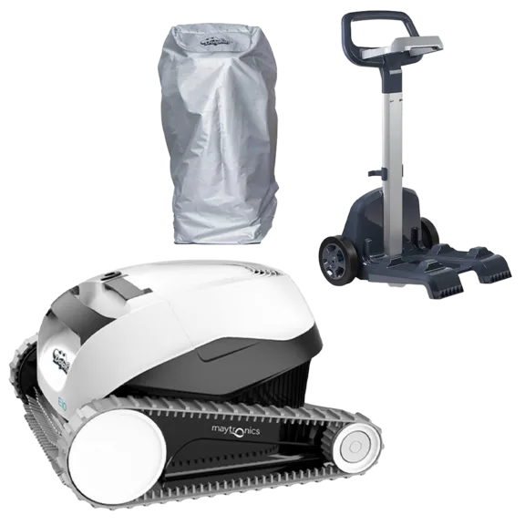 Dolphin E10 Robotic Above Ground Pool Cleaner with Upgraded Cartridge, Caddy and Cover