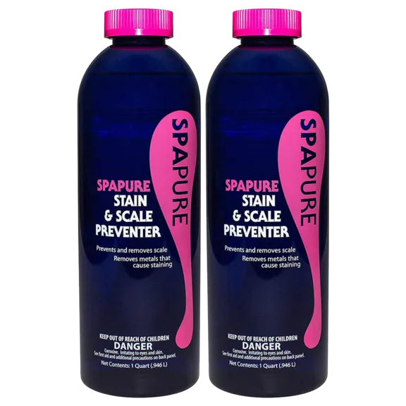 SpaPure Stain and Scale Preventer Remover Liquid Bottle 1 Pint (Pack of 2)