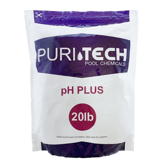 Puri Tech Chemicals 20lb pH Plus for Swimming Pools and Spas - Sodium Carbonate pH and Chlorine Effectiveness Increaser