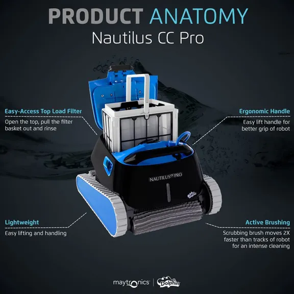 Dolphin Nautilus CC Pro Wi-Fi Controlled Robotic Pool Cleaner with Caddy