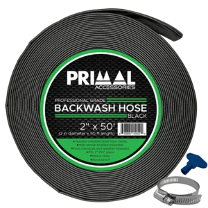 Primal Accessories Commercial Grade 2-inch x 50-feet Black Backwash Hose with 3 Bar / 43.5 psi